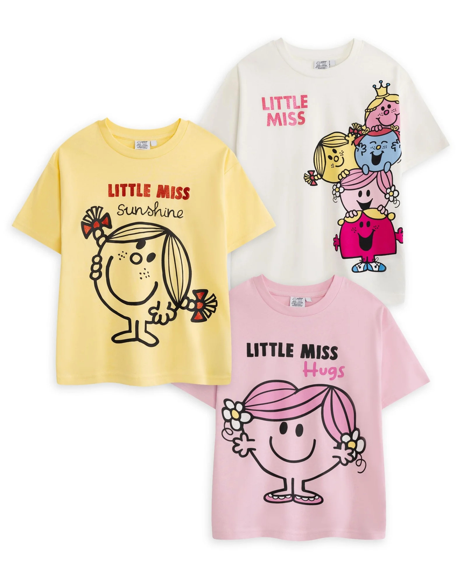 Vanilla Underground Mr. Men & Little Miss Girls Multicoloured T-Shirts (2-8 Years) - Pack of 3 - ... | Matalan (UK)