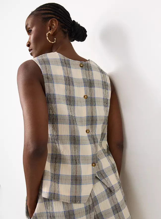 Buy Cream Check Print Shell Co-ord Top 14 | Co-ords | Tu | Tu Clothing