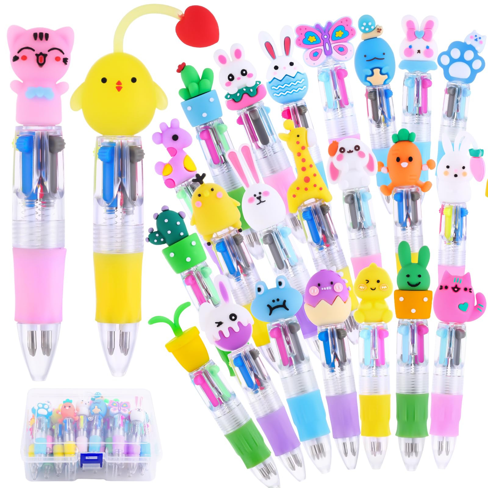 24PCS Easter Fun Pens 0.7mm Cute Bunny Egg Multicolor Ballpoint Pens Retractable 4 Colors in 1 fo... | Amazon (US)