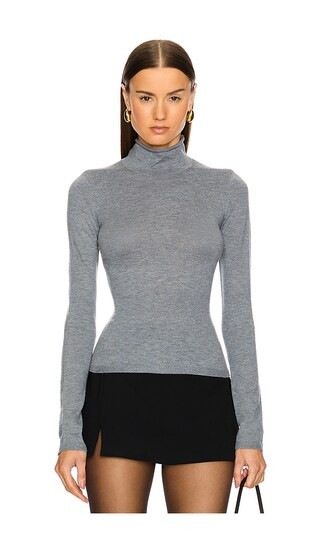 Maxine Turtleneck Sweater in Heather Grey | Revolve Clothing (Global)