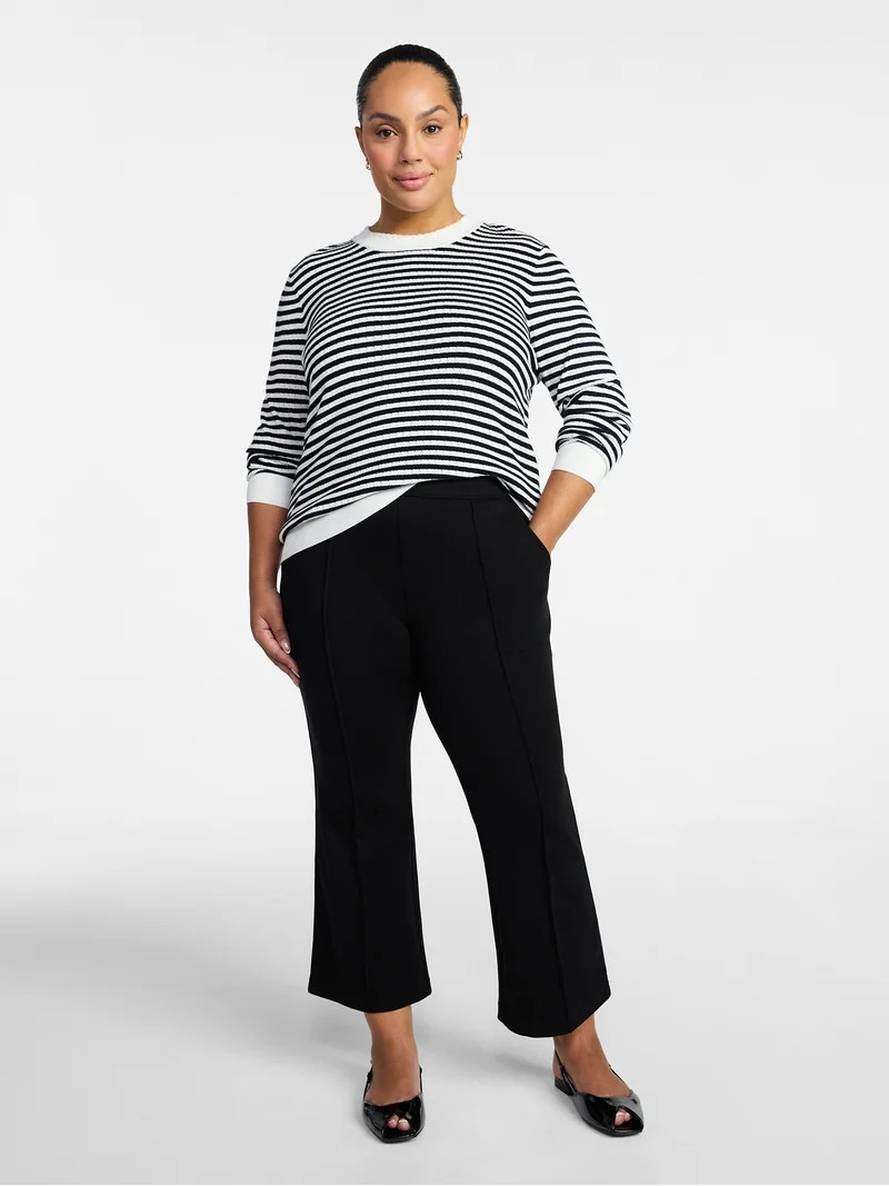 Time and Tru Women's Cropped Flare Pants, 26" Inseam, Size XS-XXXL | Walmart (US)