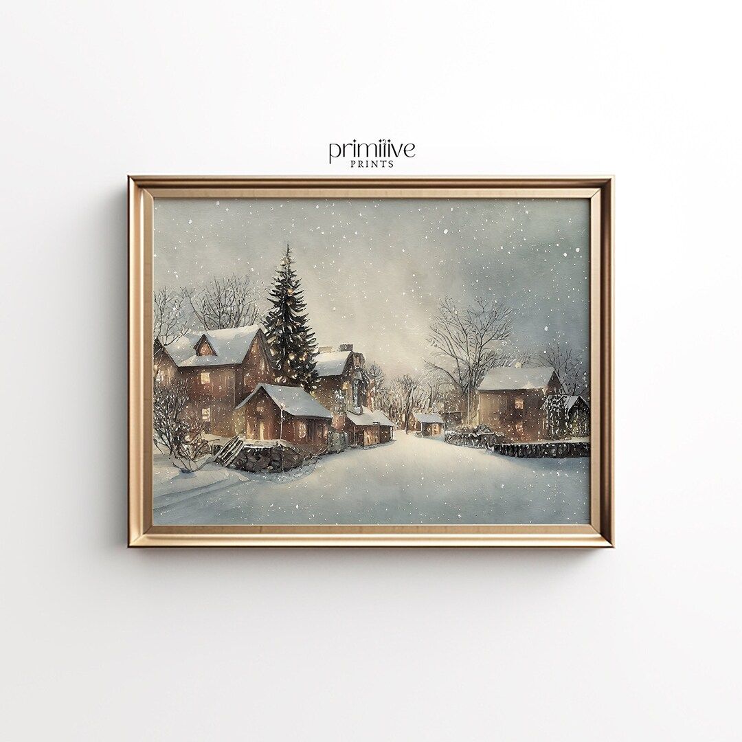 Winter Print Watercolor Christmas Art Snow Home Decor - Etsy | Etsy (US)