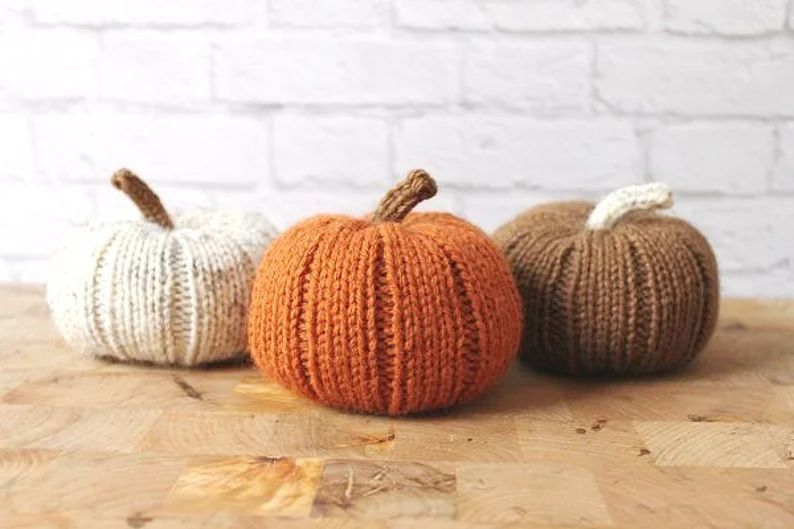 Fall Pumpkins Pumpkin Decor Knit Fall Decor Autumn Decor - Etsy | Etsy (US)