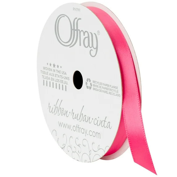Offray Ribbon Pink Polyester Ribbon, 3.25" x 0.37" | Walmart (US)
