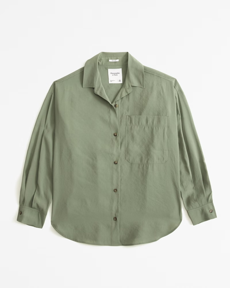 Women's Oversized Cupro Shirt | Women's Matching Sets | Abercrombie.com | Abercrombie & Fitch (US)