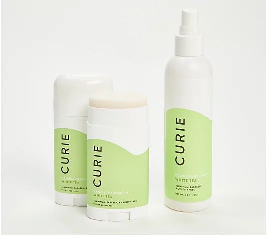 Curie Deodorant Sticks and Body Spray 3-Piece Set | QVC