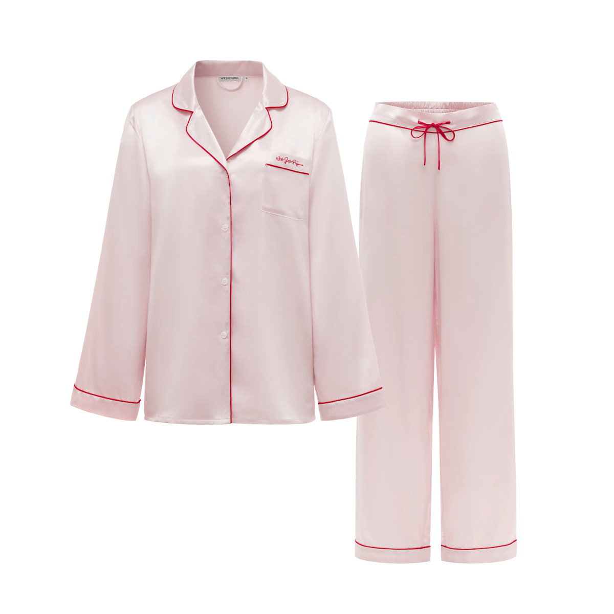 Little Heart Classic Silk Pajama Long Set - Rose Pink | Wolf & Badger