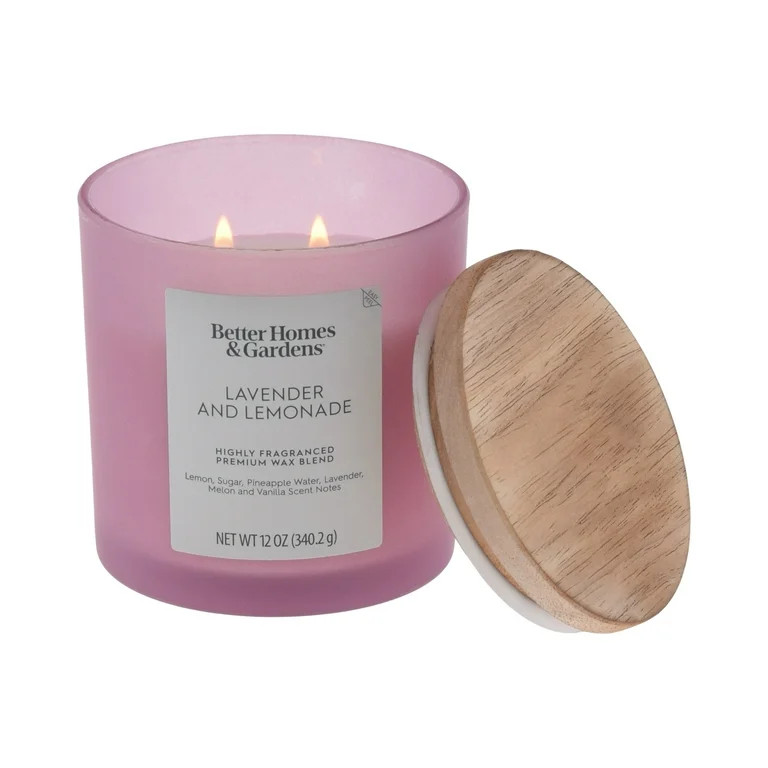 Better Homes and Gardens Lavender and Lemonade Scented 2-Wick Frosted Jar Candle 12oz. | Walmart (US)