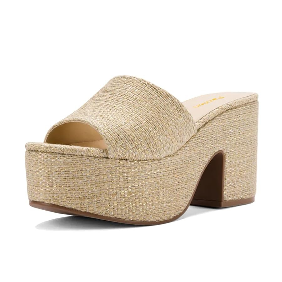 Pazzion Women's Open Toe Platform Slide Sandals Slip On Chunky High Heel Backless Mules Slippers ... | Amazon (US)