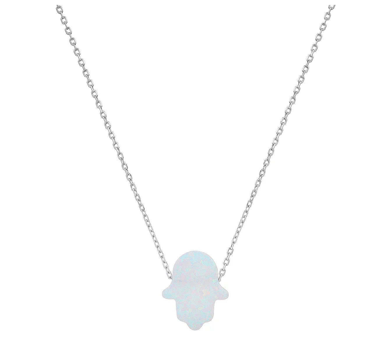 Sterling Silver Opal Hamsa Necklace | QVC