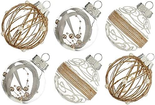 XmasExp Christmas Ball Ornaments Set-70mm/2.76" Beige Large Shatterproof Clear Glitter Pastic Chr... | Amazon (US)
