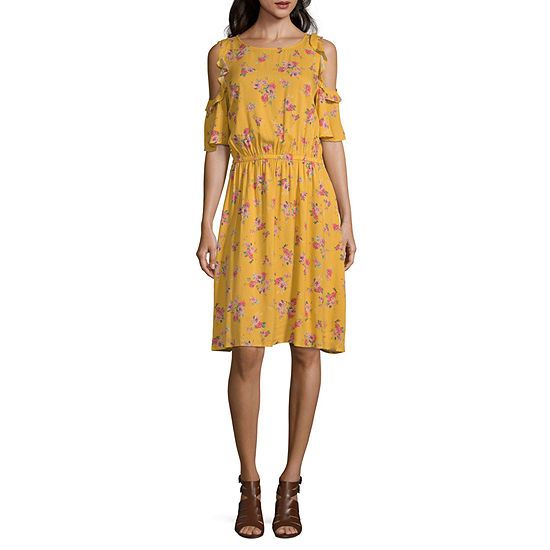 Peyton & Parker Cold Shoulder Yellow Floral Blouson Dress | JCPenney