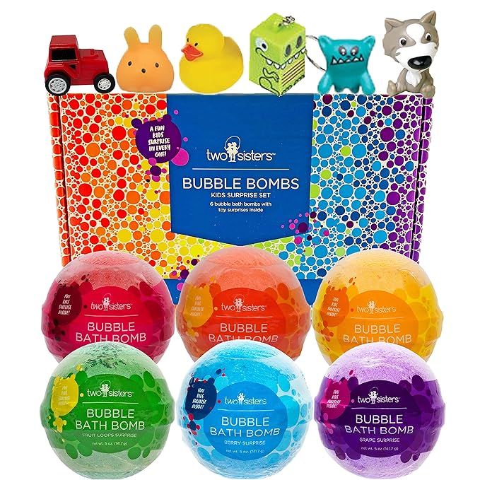 Two Sisters Spa Bubble Bombs Kids Surprise Set | Bath Bombs for Kids with Toys Inside | 6-Pack Se... | Amazon (US)