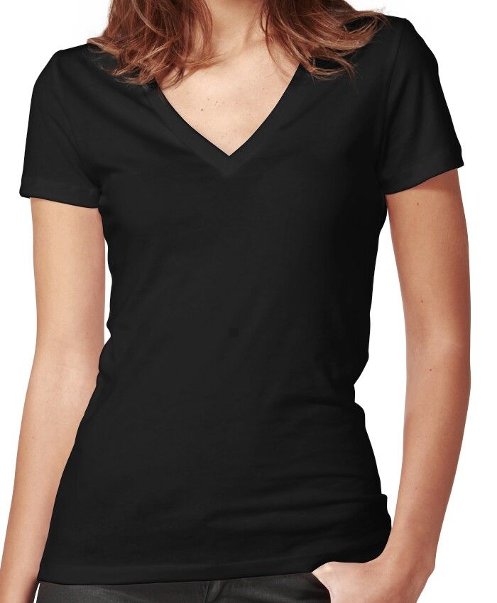 Plain Solid Black Women's Fitted V-Neck T-Shirt | RedBubble US