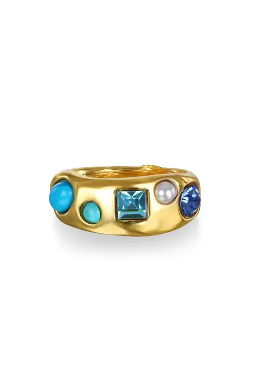 Sequin Rococo Crystal & Faux Pearl Ring in Turquoise at Nordstrom, Size 6 | Nordstrom