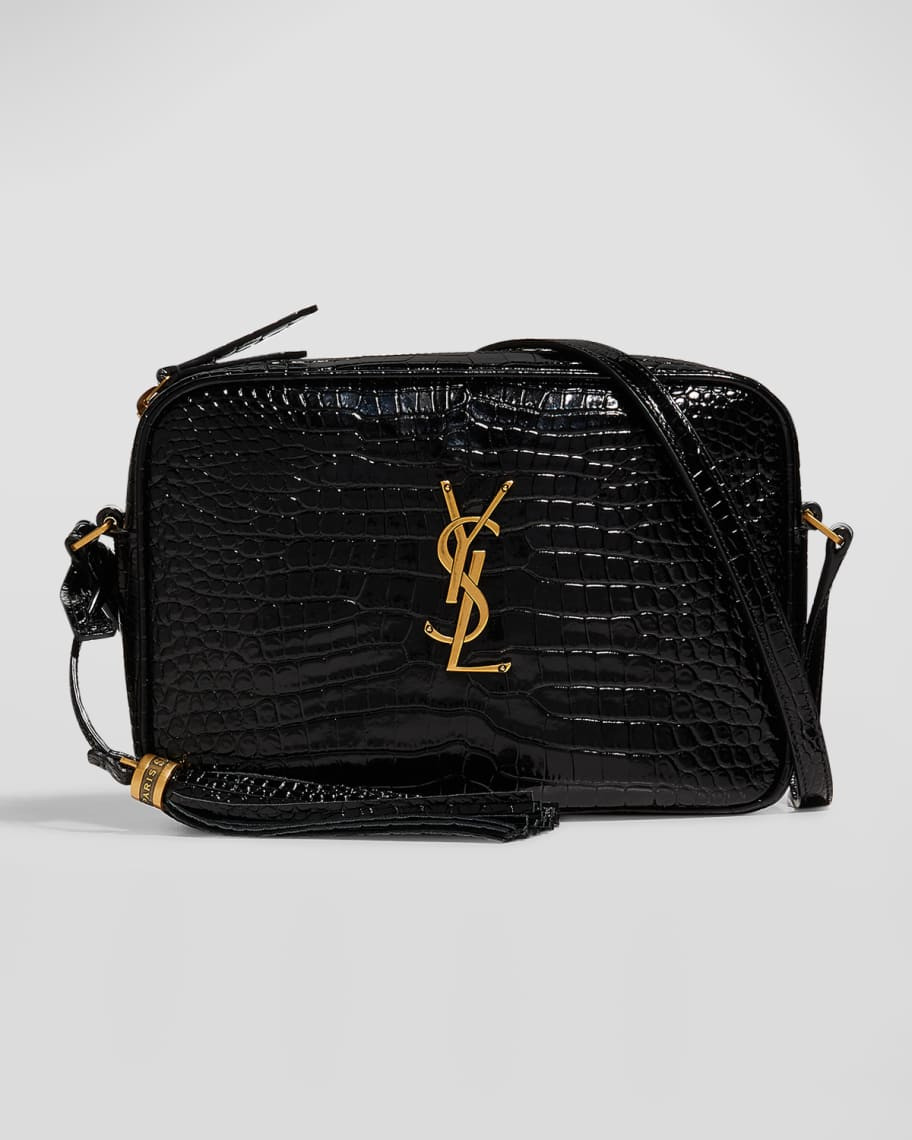 Saint Laurent Lou Medium YSL Camera Bag with Tassel in Croc Embossed Leather | Neiman Marcus
