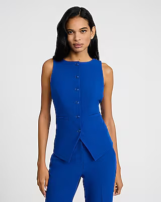 Signature Stretch Boat Neck Cutaway Blazer Vest | Express