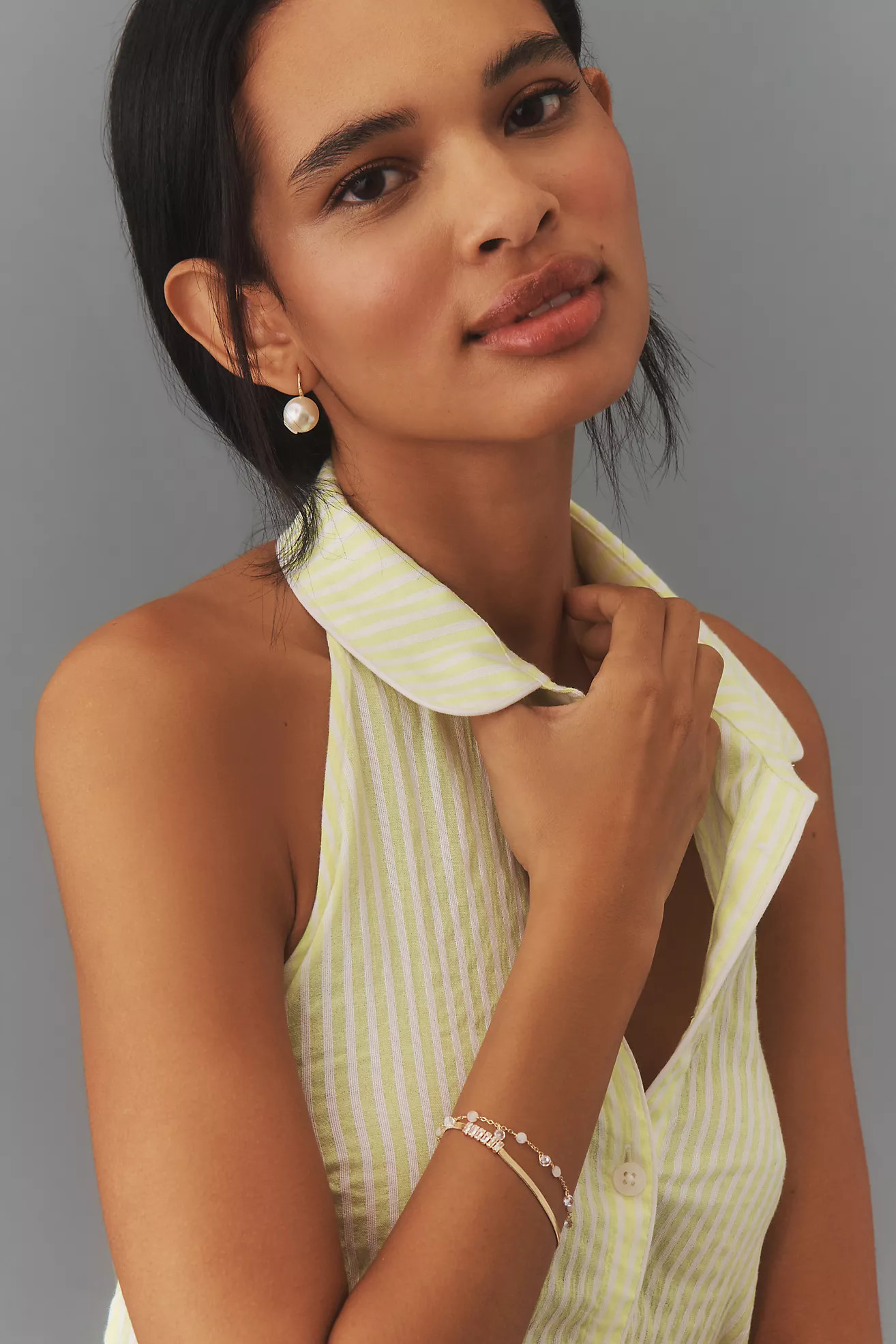 By Anthropologie Button-Front Halter Swing Blouse | Anthropologie (US)