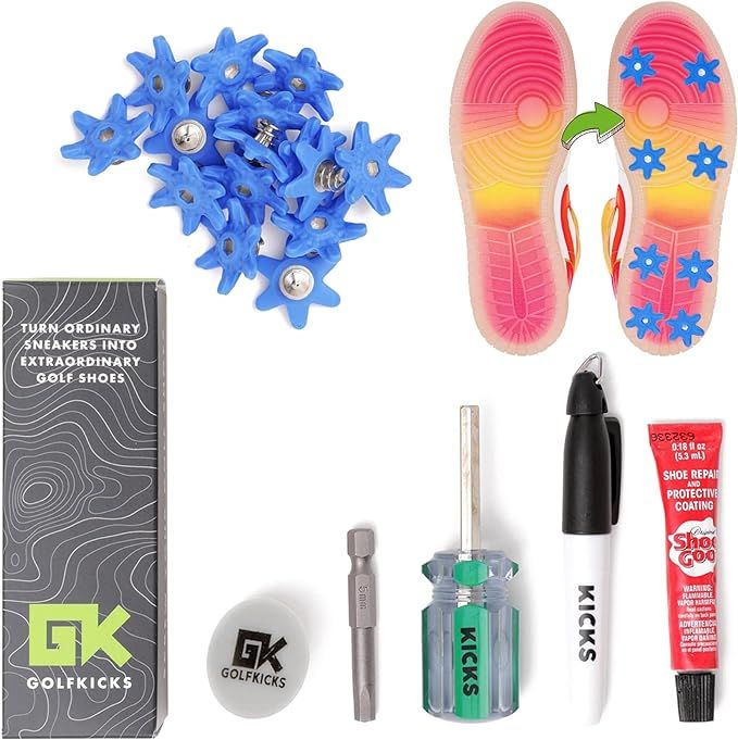 Golfkicks - DIY Golf Spikes Kit - Turn Sneakers into Golf Shoes - Add Golf Cleats to Almost Any S... | Amazon (US)