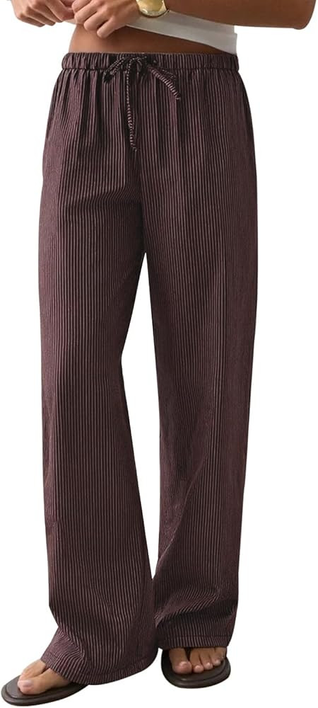 CHYRII Women's Summer Casual Wide Leg Pants Cotton Linen Palazzo Pants Beach Vacation Trouser wit... | Amazon (US)