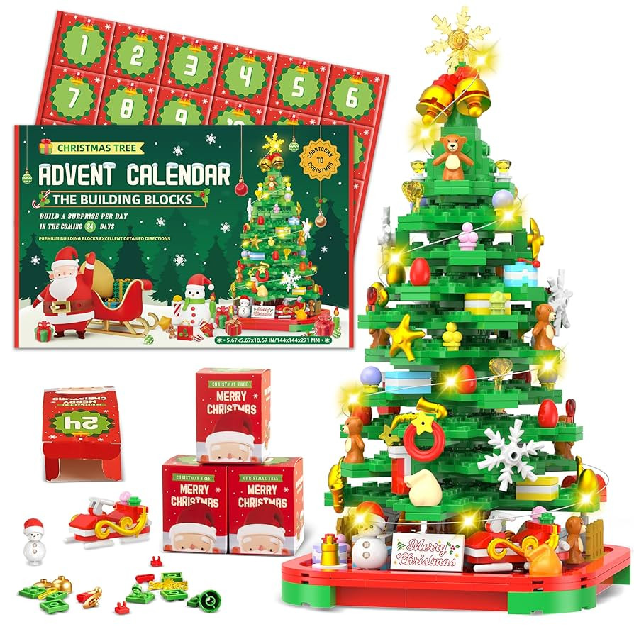 Advent Calendar 2025 Building Blocks Kit - Christmas Tree, 24 Days Countdown Toys Building Set wi... | Amazon (US)