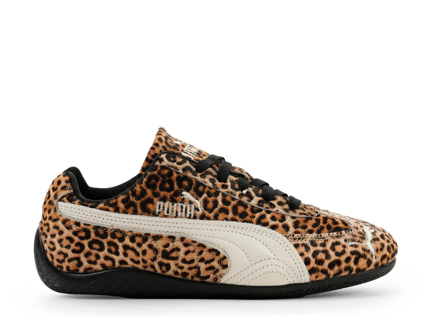 Puma Speedcat Sneaker | Women's | Black/Brown Leopard Print Leather/Calf Hair | Size 7.5 | Sneakers | DSW