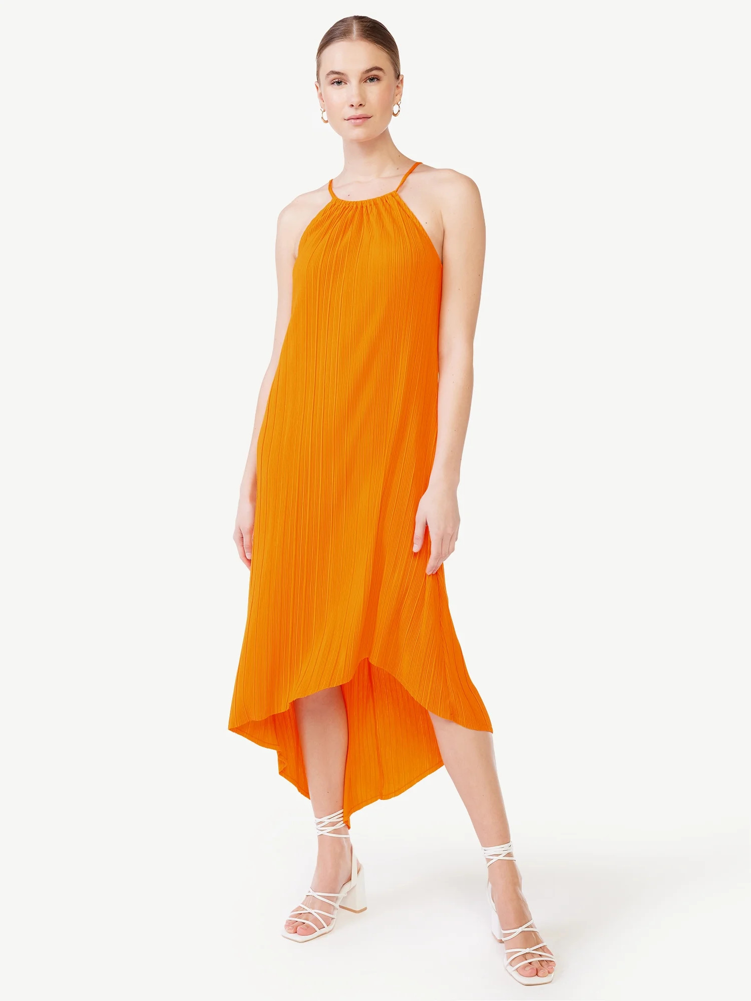 Scoop Women's Asymmetrical Halter Midi Dress | Walmart (US)