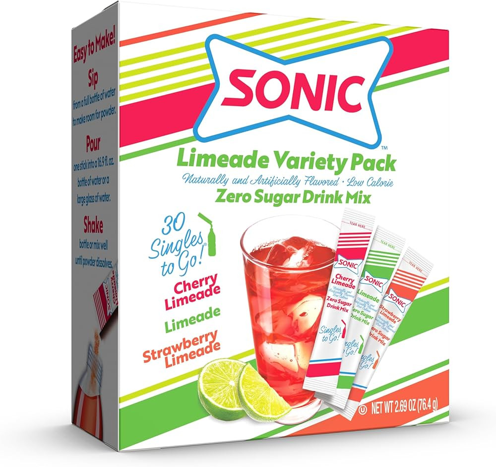 Sonic Singles To Go Limeade Variety Pack, Watertok Powdered Drink Mix, Includes 3 Flavors, Limead... | Amazon (US)