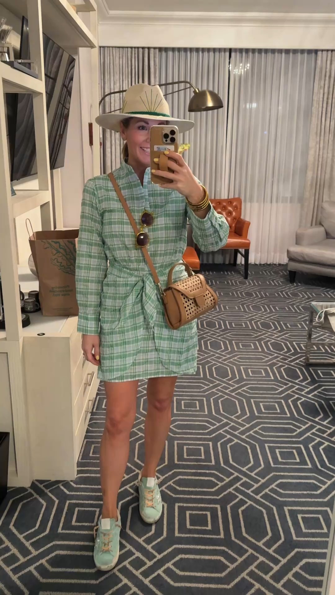 Masters outfit! Dress is mango and it’s sold out the website- but found it in stock on Nordstrom in very limited sizes. Wearing size small 
Shoes- old golden goose
Sunnies- Target
Bag-dolce vita
Hat- tipsy threads (he’s on insta can’t link) 

#LTKFindsUnder100 #LTKStyleTip #LTKWatchNow