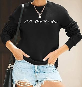 Womens Crewneck Sweatshirt Mama Letter Print Long Sleeve Loose Fashion Pullover Top | Amazon (US)
