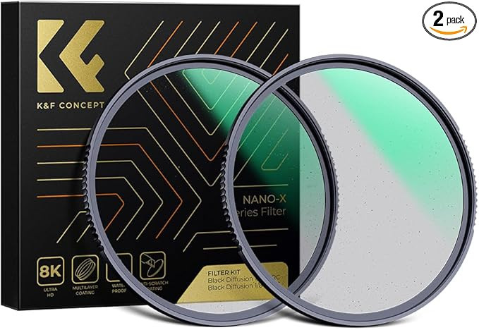 K&F Concept 49mm Black Diffusion 1/4 & 1/8 Lens Filter Kit (2 Pcs), Mist Cinematic Effect Filter ... | Amazon (US)