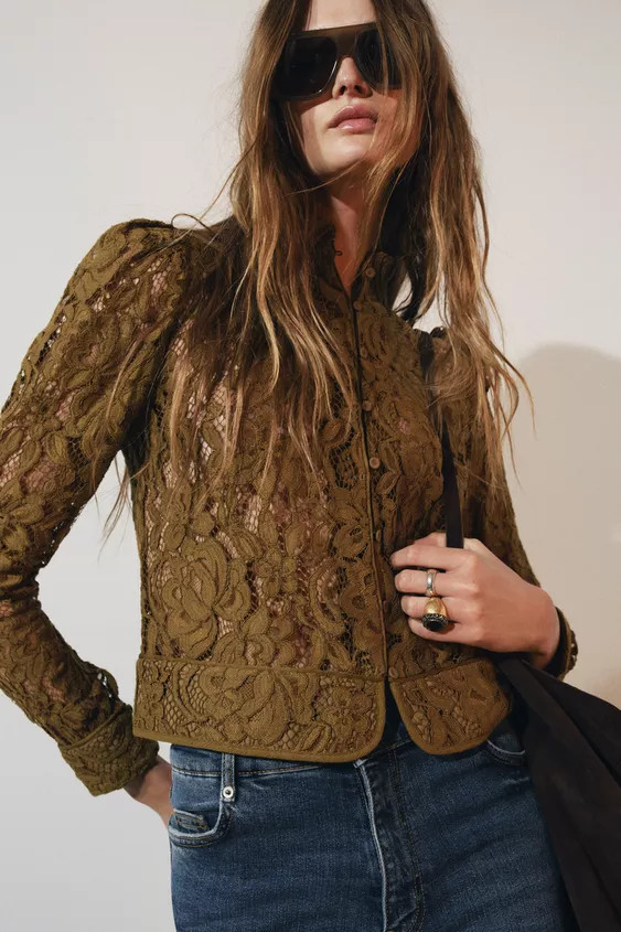 ZW COLLECTION LACE JACKET WITH BALLOON SLEEVES | Zara US