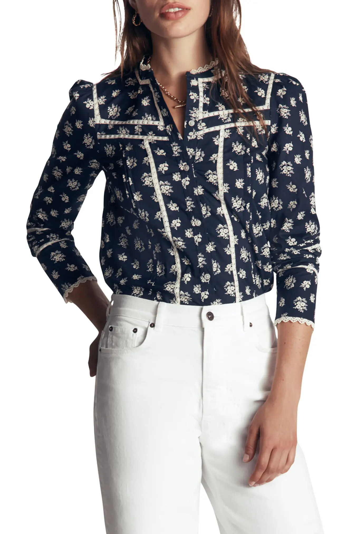 Boden Carmen Trim Insert Cotton Top (Women) | Nordstrom | Nordstrom