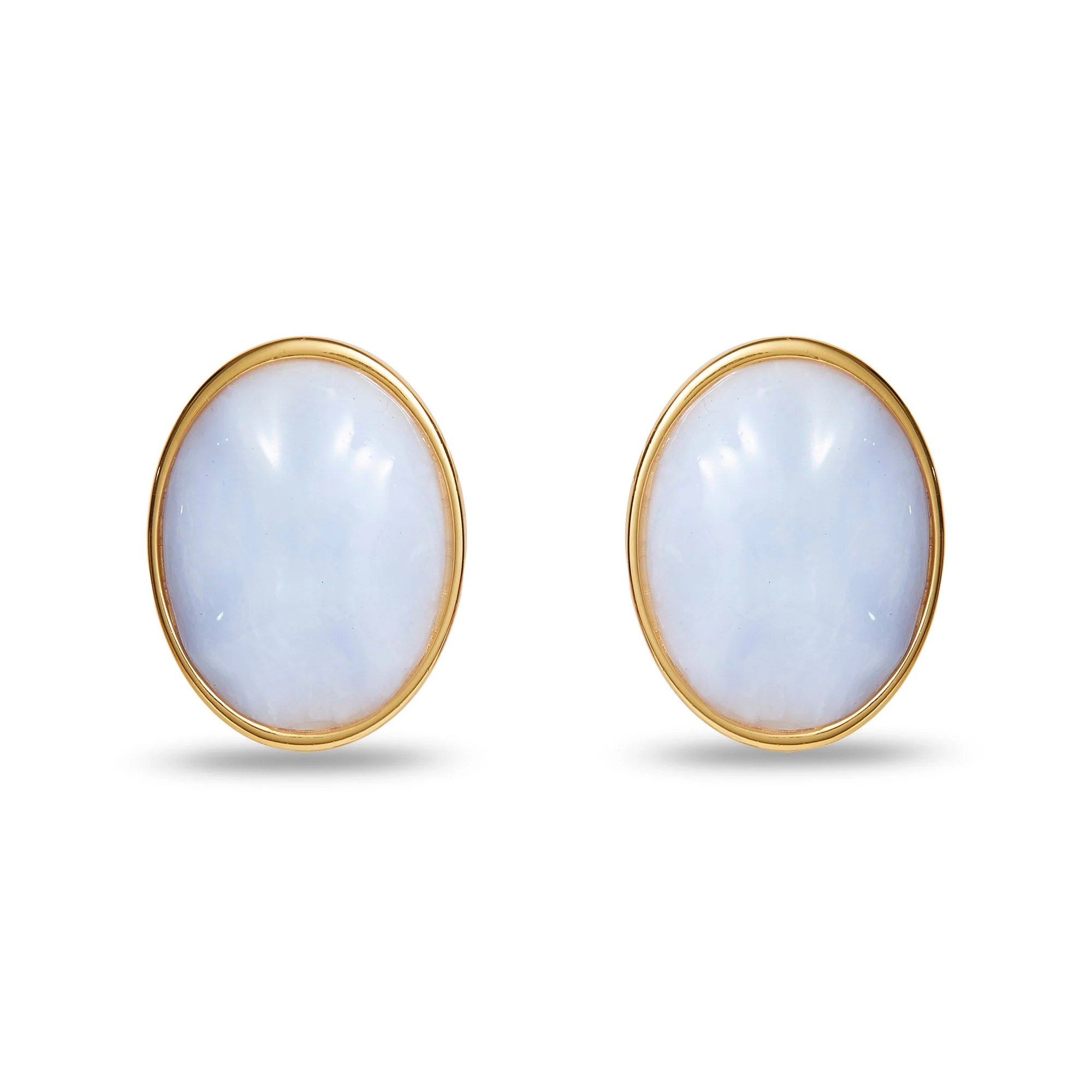 BLUE LACE AGATE REFLECTION BUTTON EARRINGS | LELE SADOUGHI