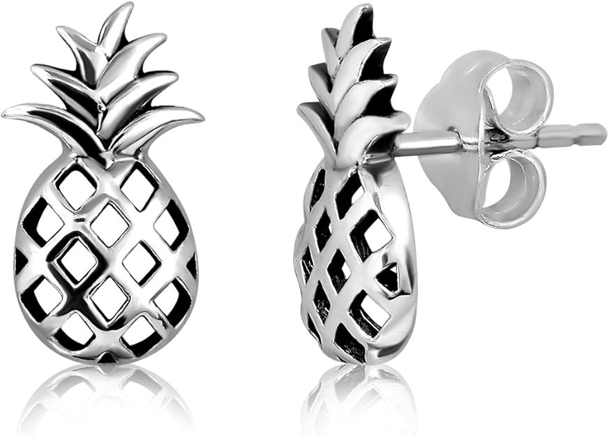 WithLoveSilver 925 Sterling Silver Cute Tropical Fruit Pineapple Summer Stud Earrings for Women | Amazon (US)