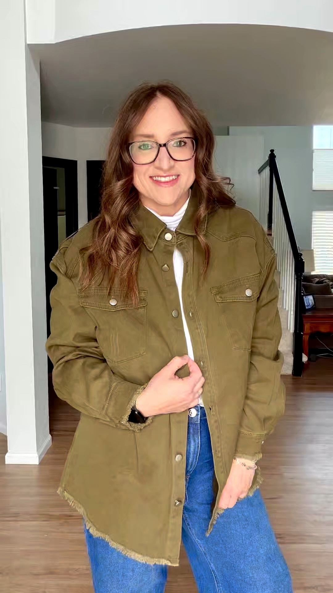 Let’s talk transitional layers. 

This olive shacket completely changes the game with that raw hem detailing and the most effortless, relaxed fit. Keep it casual and open over a basic turtleneck, or button it up and tuck it in for a clean, structured look that pairs perfectly with wide-leg denim or casual with leggings.

#LTKootd #LTKmomlife