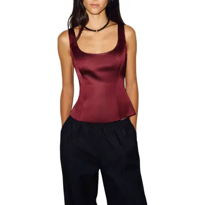 Reformation Hetty Scoop Neck Top in Deep Red at Nordstrom, Size 6 | Nordstrom