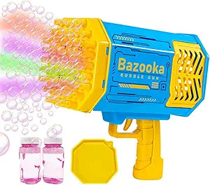 Big Rocket Boom Bubble Blower - 69 Holes Bubbles Rocket Launcher Gun Machine with Colorful Lights... | Amazon (US)