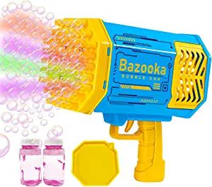 Big Rocket Boom Bubble Blower - 69 Holes Bubbles Rocket Launcher Gun Machine with Colorful Lights... | Amazon (US)