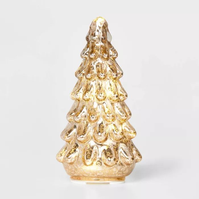 Small LIT Mercury Glass Christmas Tree Decorative Figurine Blush - Wondershop™ | Target