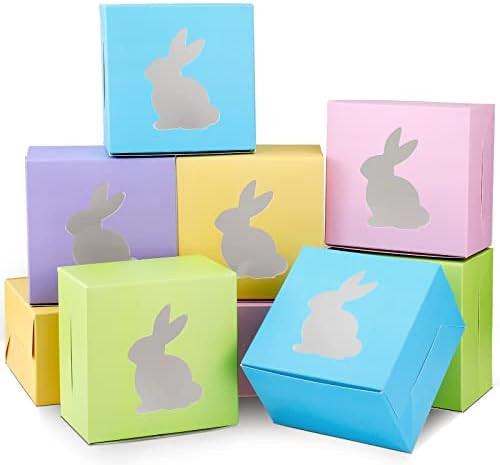 Tinlade 24 Pcs Easter Treat Boxes 5 Candy Colors Cardboard with Rabbit Bunny Shape Window Colorfu... | Amazon (US)