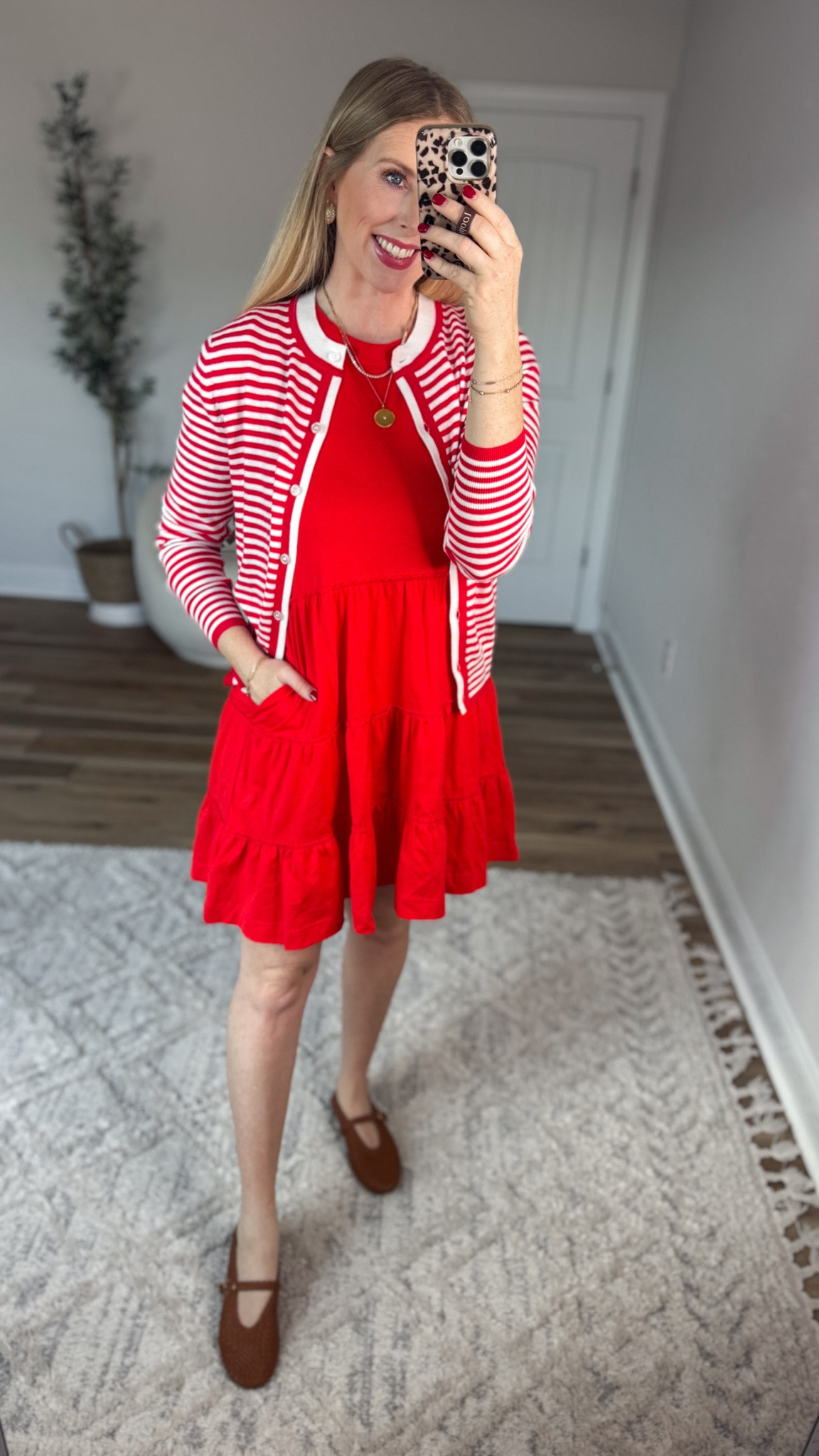 Daily try on, Walmart outfit, Walmart fashion, red tshirt dress, red striped cardigan , time and tru 

#LTKmomlife #LTKWorkwear #LTKootd