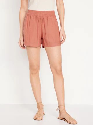 High-Waisted Linen-Blend Pull-On Shorts -- 3.5-inch inseam | Old Navy (US)