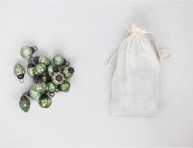 Creative Co-Op Embossed Mercury Glass Ornaments In Muslin Bag, Green, Set Of 36 | Amazon (US)
