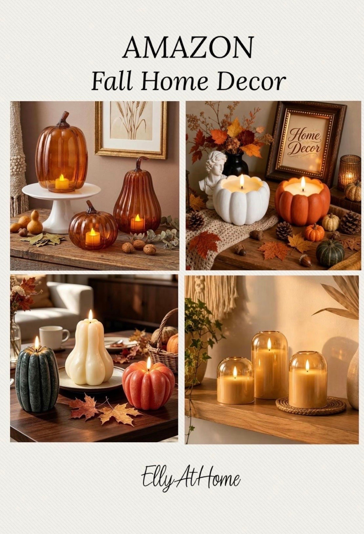 Beautiful fall glow home decor at Amazon! Flameless candles, glass pumpkins, hurricane candleholders, fall scented candles and more fall decor at Amazon. Free shipping

#LTKHome #LTKSaleAlert #LTKSeasonal