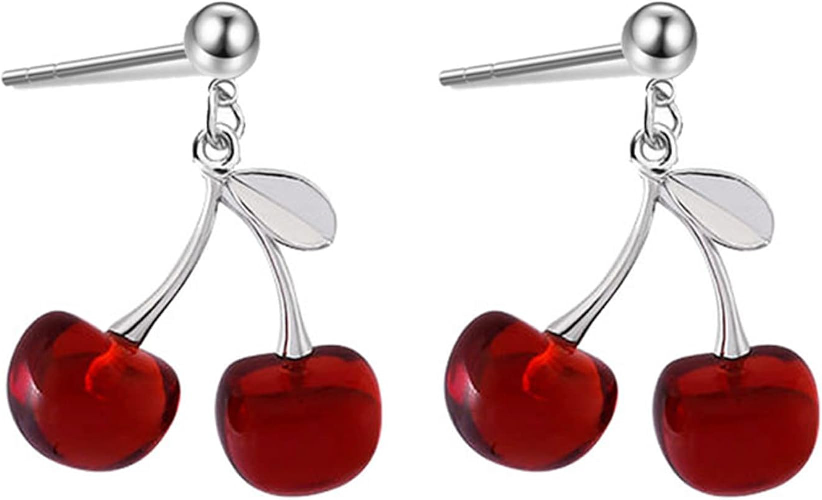 coadipress Fruit Cherry Earrings for Women Cute 18k Gold Plated Green Leaf Red Cherry Charm Dangl... | Amazon (US)