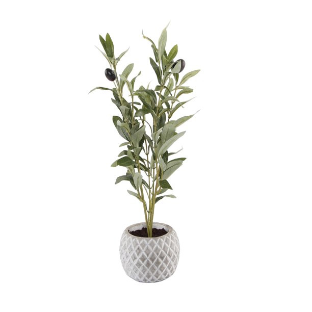 14 in. H Fake Olive Branch in Ceramic Pot - Walmart.com | Walmart (US)