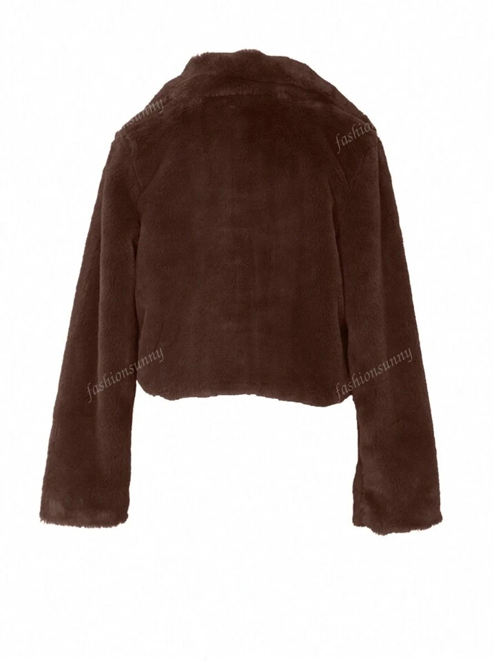 S391021 Loose Fluffy Cardigan Short Jacket Fluffy Coat, Stylish For Autumn/Winter, European & Ame... | SHEIN