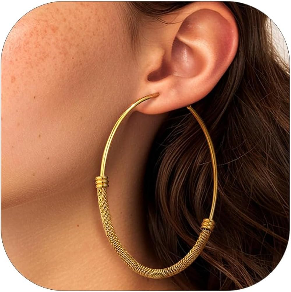 PROSTEEL Chunky Hoop Earrings For Women, 20mm/30mm/40mm/60mm/80mm/100mm, Gold Plated/Black Stainl... | Amazon (US)