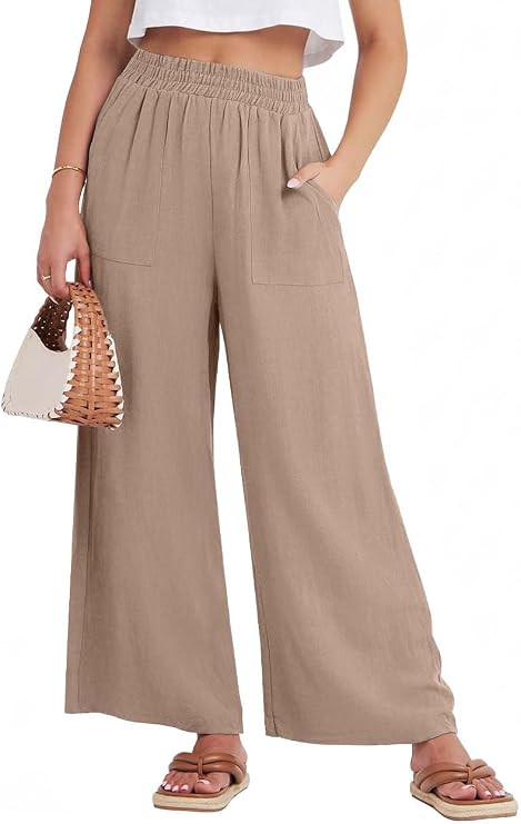 GRECERELLE Wide Leg Pants for Women Elastic High Waisted Palazzo Trousers | Amazon (US)